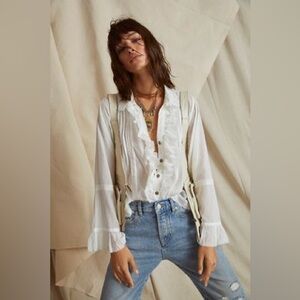 Free People We The Free savanna ruffle Buttondown sz XL